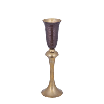 Vase - Aluminiumguss, Luxus-Emaille-Finish, Pokalform, Dunkelbraun, S – Lysse | PTMD