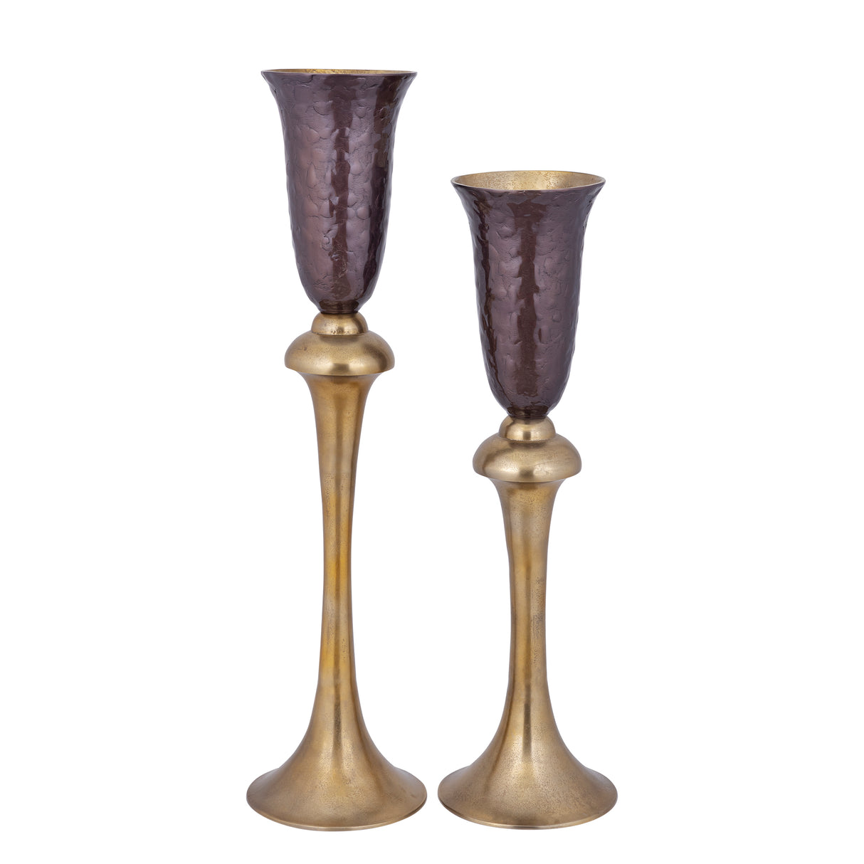 Vase - Cast aluminum, enamel finish, goblet shape, handmade, dark brown, S – Lysse | PTMD