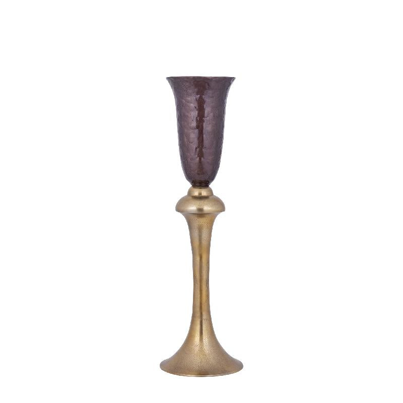 Vase - Cast aluminum, enamel finish, goblet shape, handmade, dark brown, S – Lysse | PTMD