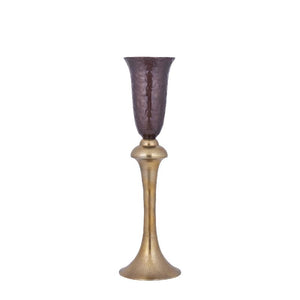 Vase - Cast aluminum, enamel finish, goblet shape, handmade, dark brown, S – Lysse | PTMD