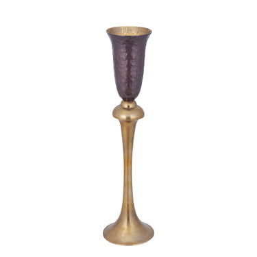 Vase - Aluminiumguss, Luxus-Emaille-Finish, Pokalform, Dunkelbraun, L – Lysse | PTMD