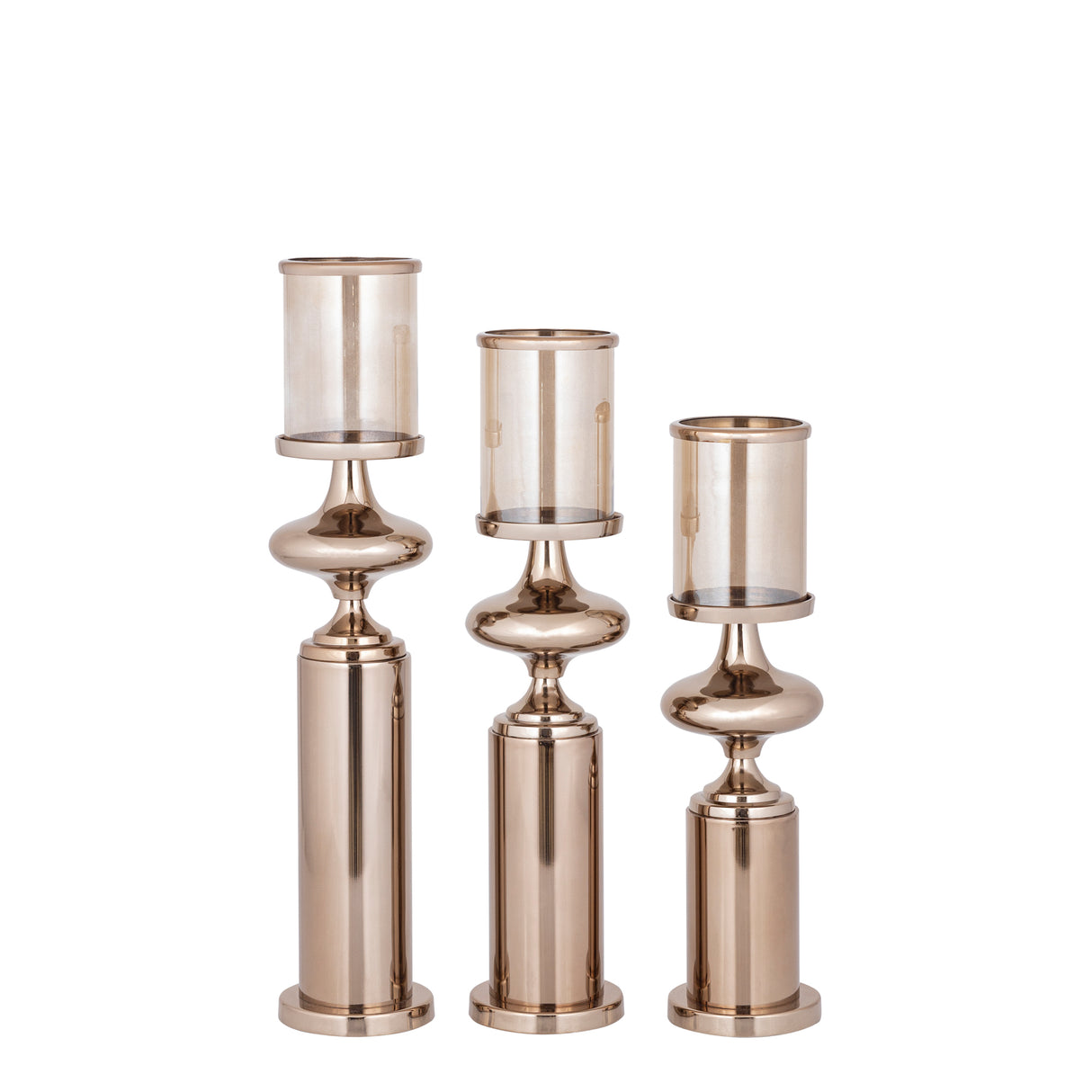 Windlicht – Edelstahl Rahmen, Glas Zylinder, Bronze Farbgebung, S – Rodire | PTMD