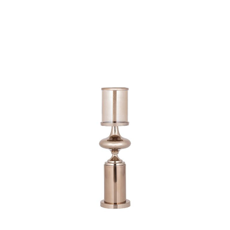 Windlicht – Edelstahl Rahmen, Glas Zylinder, Bronze Farbgebung, S – Rodire | PTMD