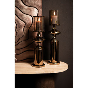 Windlicht – Edelstahl Rahmen, Glas Zylinder, Bronze Farbgebung, S – Rodire | PTMD