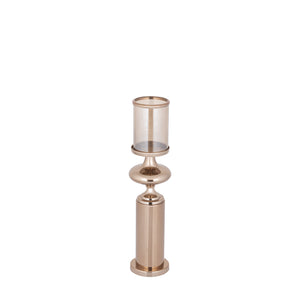 Windlicht – Edelstahl Rahmen, Glas Zylinder, Bronze Farbgebung, M – Rodire | PTMD