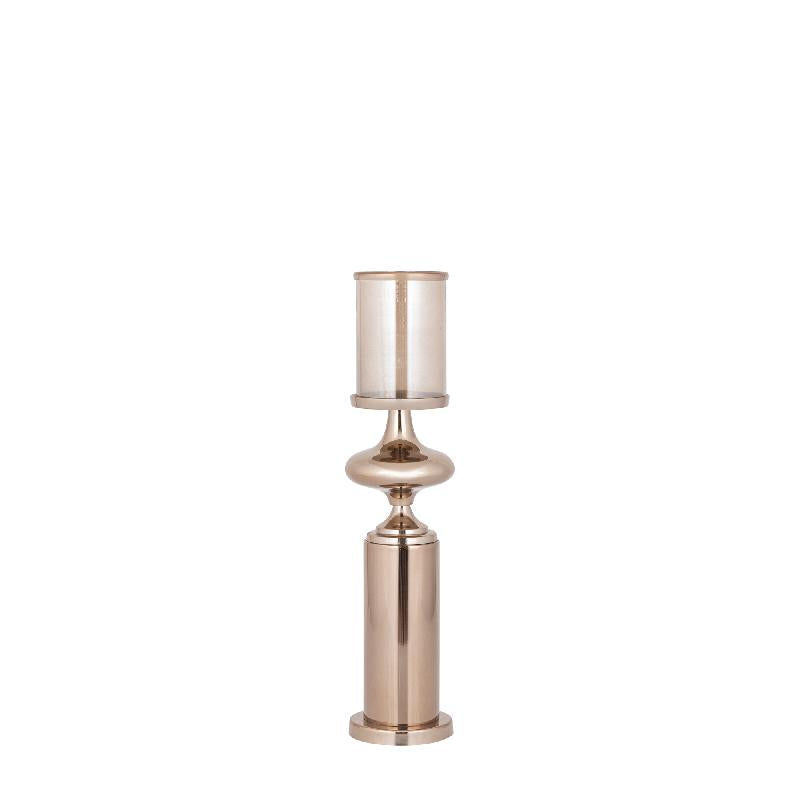 Windlicht – Edelstahl Rahmen, Glas Zylinder, Bronze Farbgebung, M – Rodire | PTMD