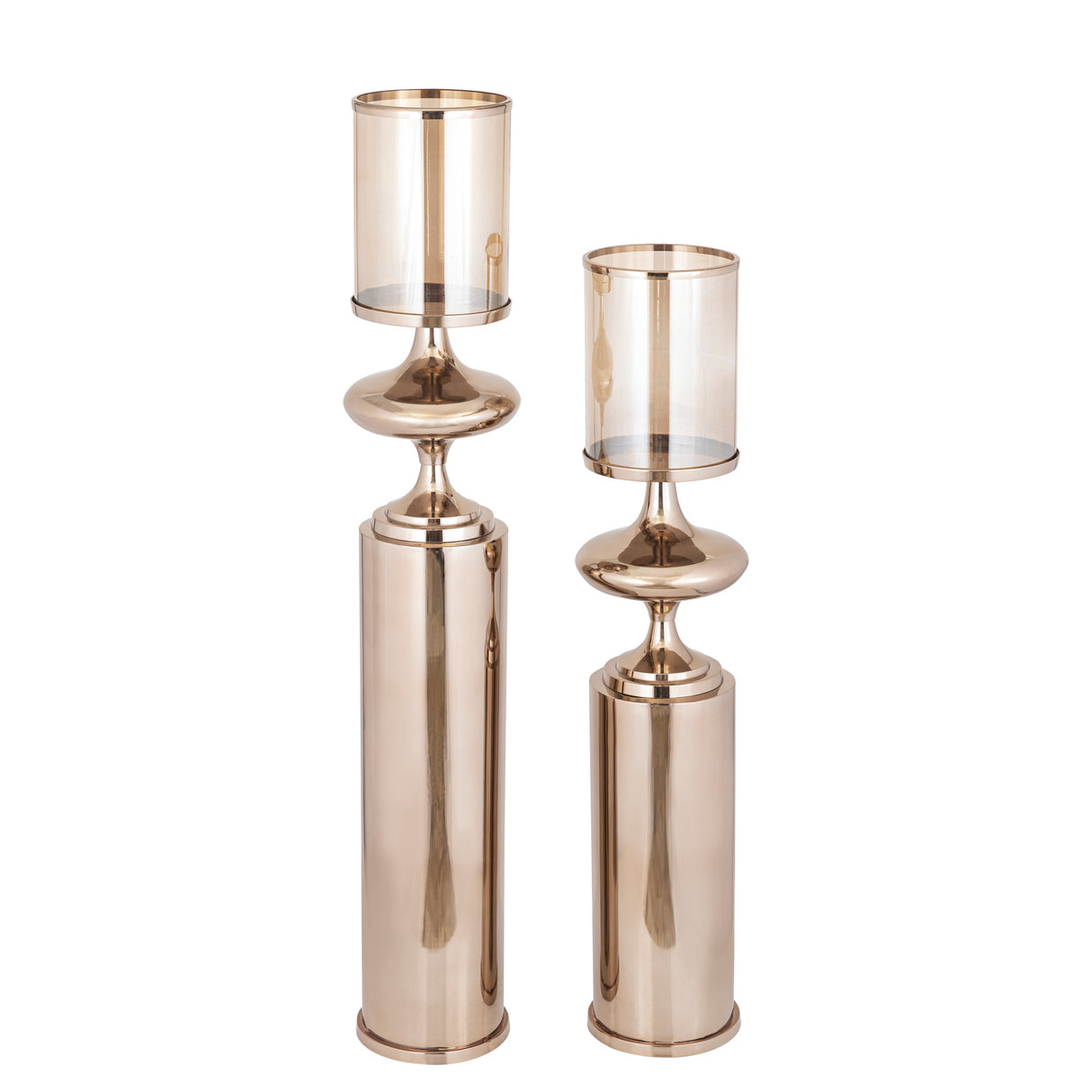 Floor Lantern – Stainless Steel Frame, Glass Cylinder, Bronze Finish, S – Rodire | PTMD
