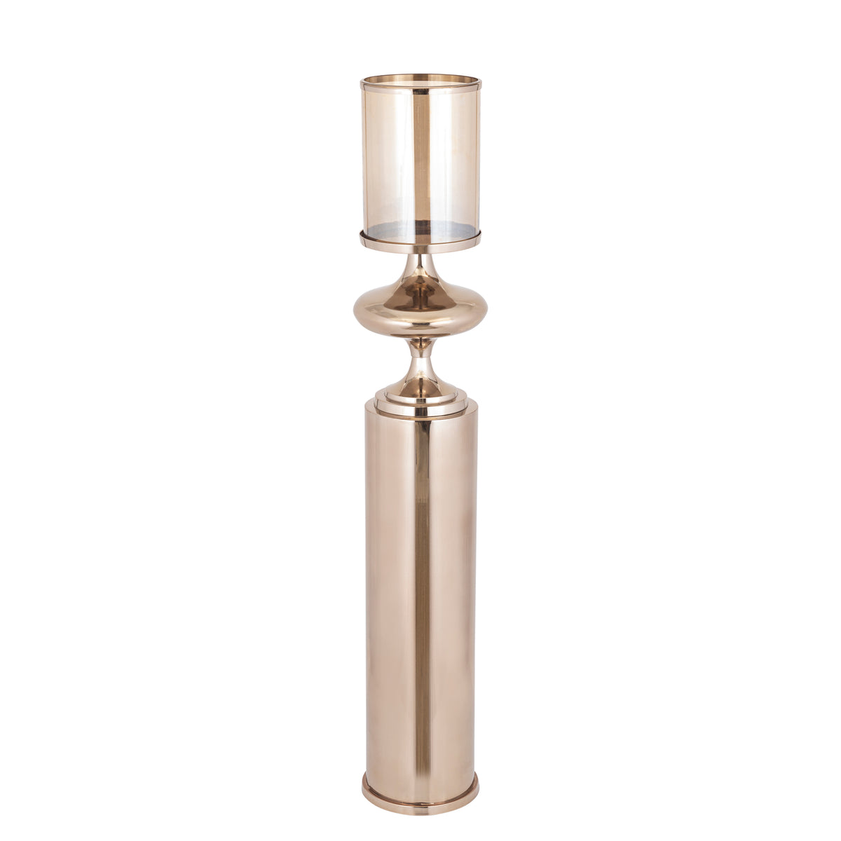 Floor lantern – Stainless Steel Frame, Glass Cylinder, Bronze Finish, L – Rodire | PTMD