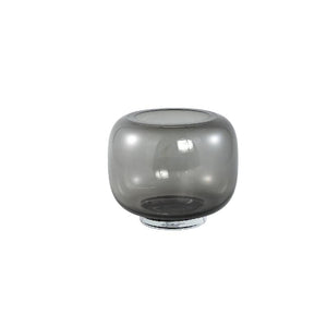 Vase – Dark Grey Glass, Round Shape, With Base, Solid Glass, S – Mexx | PTMD
