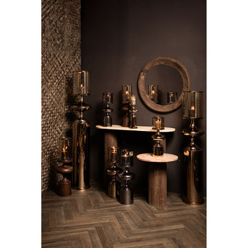 Hurricane Lamp - Stainless Steel Frame, Glass Cylinder, Bronze Finish, M - Rodire | PTMD