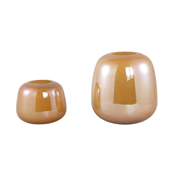 Vase – Glass Material, Round Design, Camel Tone, L – Mexx | PTMD