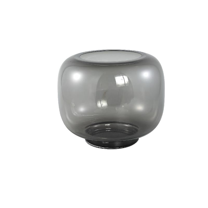 Vase – Dark Grey Glass, Round Shape, With Base, Solid Glass, L – Mexx | PTMD