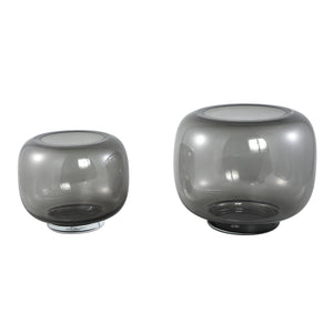 Vase – Dark Grey Glass, Round Shape, With Base, Solid Glass, L – Mexx | PTMD