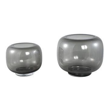 Vase – Dark Grey Glass, Round Shape, With Base, Solid Glass, L – Mexx | PTMD