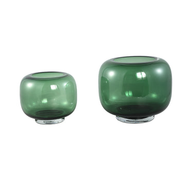 Vase – Dark Grey Glass, Round Shape, With Base, Solid Glass, L – Mexx | PTMD