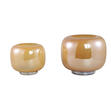 Vase – Runde Form, Glas Material, Kamel, Mit Fuß, S – Mexx | PTMD