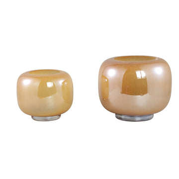 Vase – Glass Material, Round Design, Camel Color, S – Mexx | PTMD