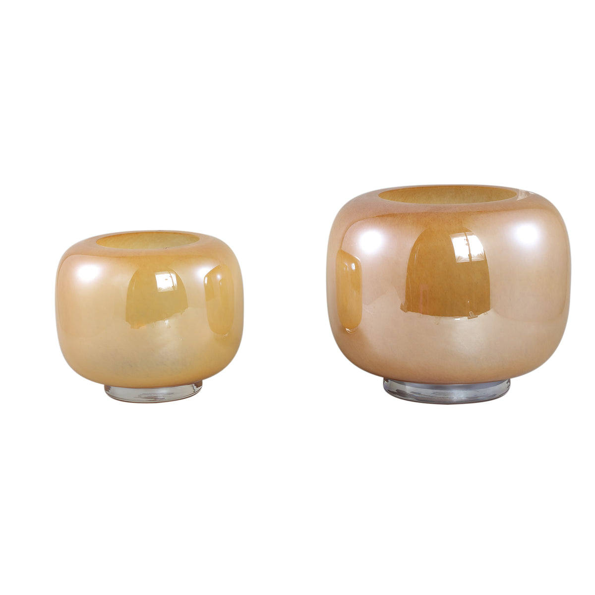 Vase – Glass Material, Round Design, Caramel Shade, L – Mexx | PTMD