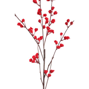 Kunstzweig – Rote Beeren, Metallkern Struktur, Kunststoff Material | PTMD