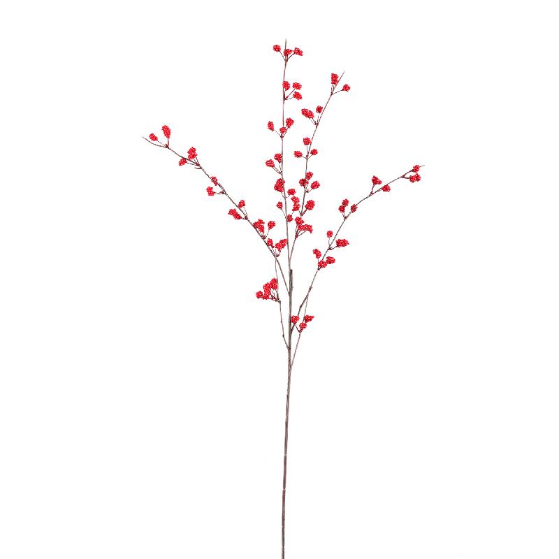 Kunstzweig – Rote Beeren, Metallkern Struktur, Kunststoff Material | PTMD