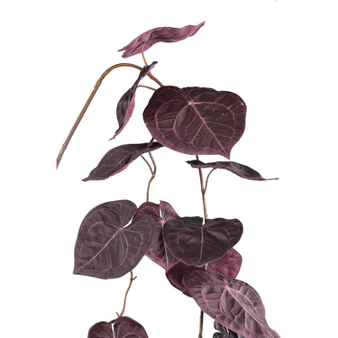 kunstpflanze – Lila Hängendes Anthurium-Spray aus Polyestergewebe, Eisenmetall & PE-Kunststoff | PTMD