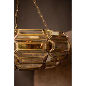 Hängelampe aus Glas und Metall mit Antikmessington und Donutform – Thyro | PTMD