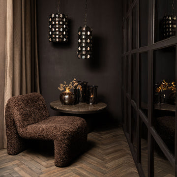 Iron hanging lamp with black finish and circular shape – Jaye | PTMD