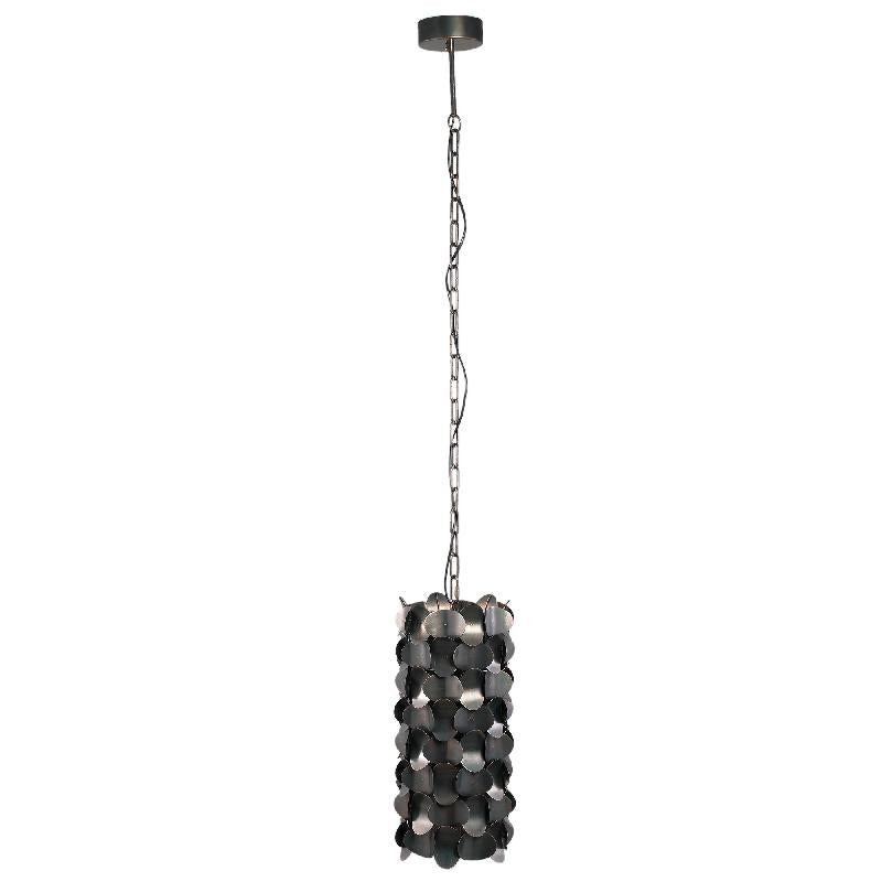 Iron hanging lamp with black finish and circular shape, S – Jaye | PTMD