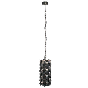 Iron hanging lamp with black finish and circular shape, S – Jaye | PTMD