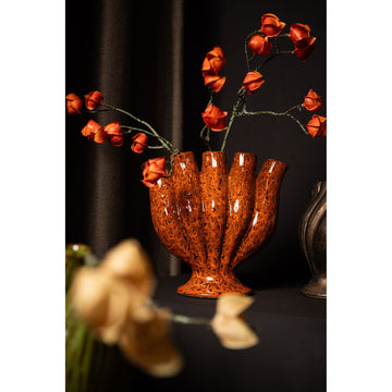 Vase – Tube Design, Orange Color, Ceramic Material, S – Gylian | PTMD