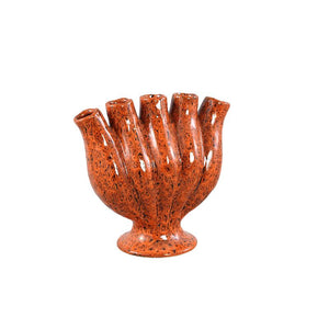 Vase – Tube Design, Orange Color, Ceramic Material, M – Gylian | PTMD