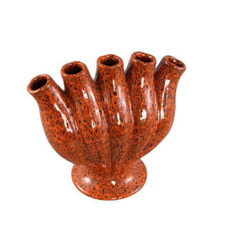 Vase – Tube Design, Orange Color, Ceramic Material, L – Gylian | PTMD