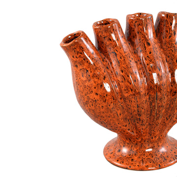 Vase – Tube Design, Orange Color, Ceramic Material, L – Gylian | PTMD