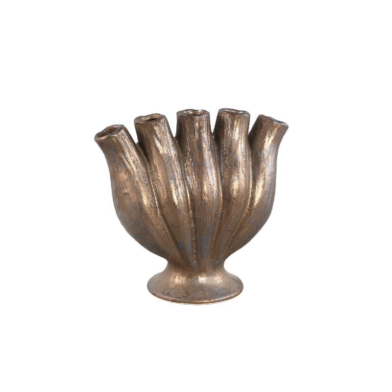 Vase – Tube Design, Bronze Color, Ceramic Material, M – Gylian | PTMD