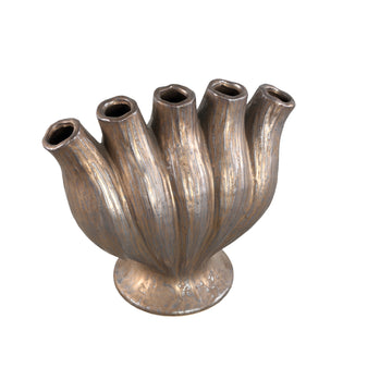 Vase - Tube Design, Bronze Color, Ceramic Material, L - Gylian | PTMD