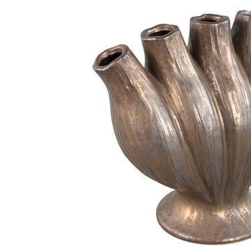 Vase - Tube Design, Bronze Color, Ceramic Material, L - Gylian | PTMD
