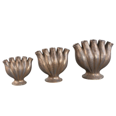 Vase – Röhren Design, Bronzefarbe, Keramikmaterial, S – Gylian | PTMD