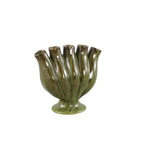 Vase – Tube Design, Green Color, Ceramic Material, M – Gylian | PTMD