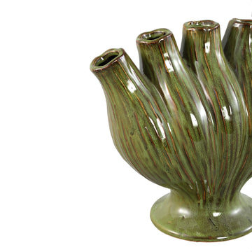 Vase – Tube Design, Green Color, Ceramic Material, L – Gylian | PTMD