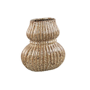 Vase – Ceramic Stoneware, Ribbed Design, Brown, L – Halta | PTMD