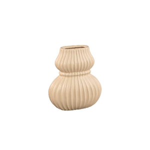 Vase – cremefarbene Gestaltung, ovale Formgebung, gerippte Oberfläche, S – Halta | PTMD