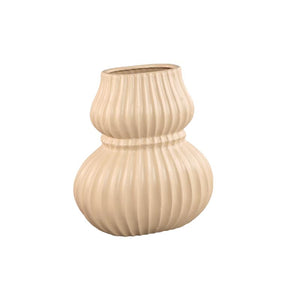 Vase – cream design, oval shape, ribbed surface, L – Halta | PTMD