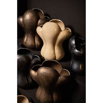 Vase – bronze-colored design, French lily motif, ceramic surface, M – Mellie | PTMD