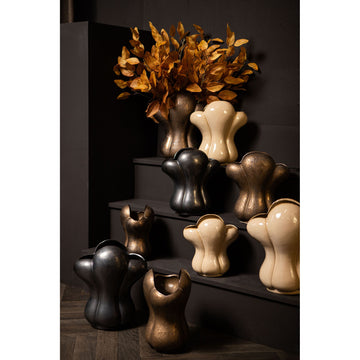 Vase - cream design, French lily motif, ceramic surface, L - Mellie | PTMD