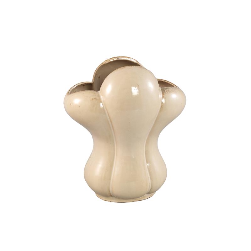 Vase - cream design, French lily motif, ceramic surface, L - Mellie | PTMD