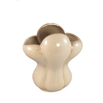 Vase - cream design, French lily motif, ceramic surface, S - Mellie | PTMD