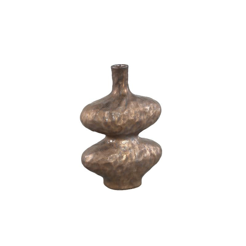 Vase - Ceramic Stoneware, Oval Design, Bronze, S - Chelsean | PTMD