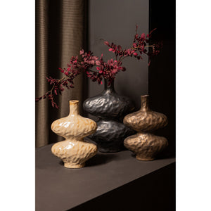Vase - Ceramic Stoneware, Oval Design, Bronze, L - Chelsean | PTMD