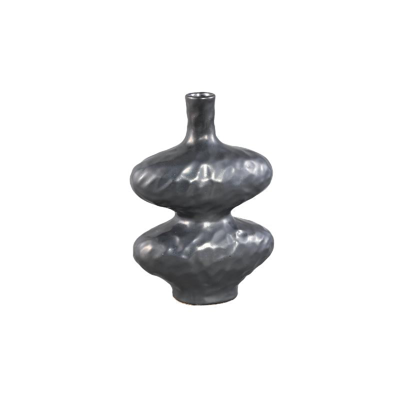 Vase – Ceramic Stoneware, Oval Design, Black, S – Chelsean | PTMD