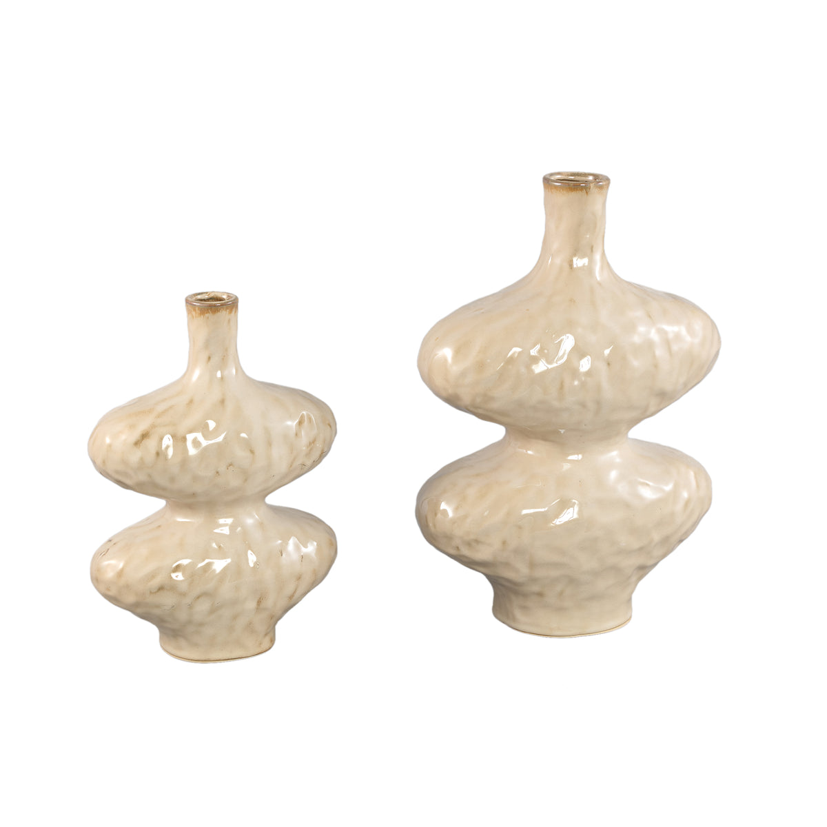 Vase – Ceramic Stoneware, Oval Design, Cream, L – Chelsean | PTMD